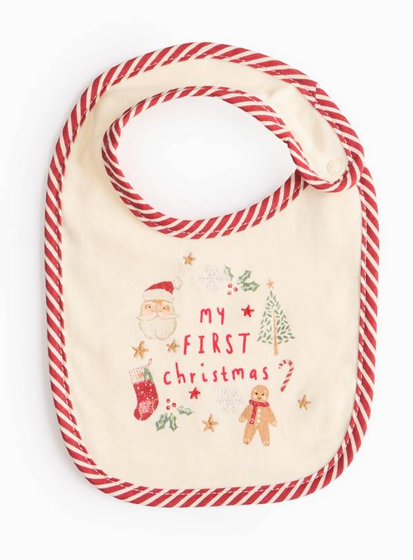 White My First Christmas Festive Bib One Size