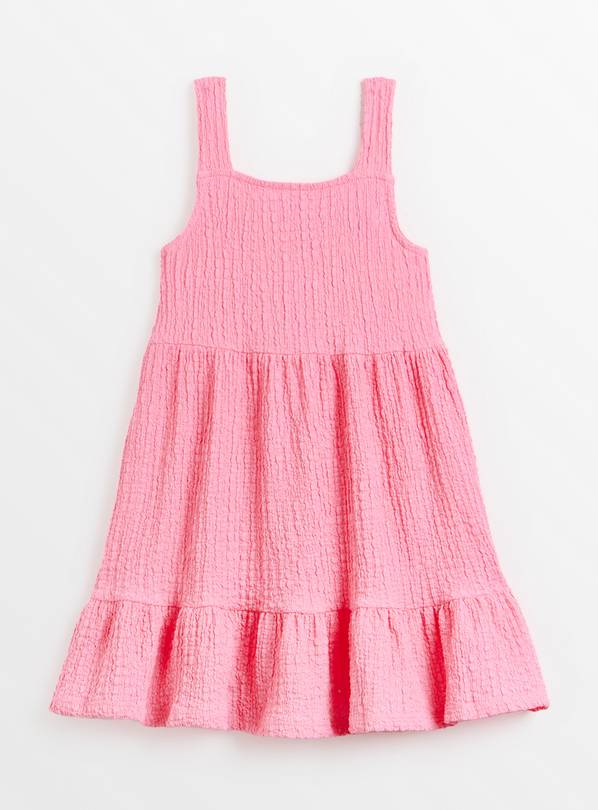 Pink Crinkle Tiered Strappy Dress 13 years