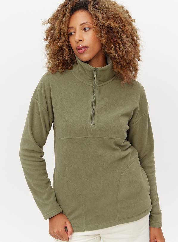 Khaki Micro Fleece Quarter Zip Jumper XL