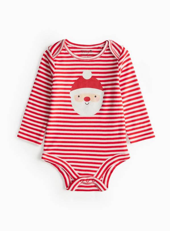 Christmas Santa Red Striped Bodysuit  3-6 months