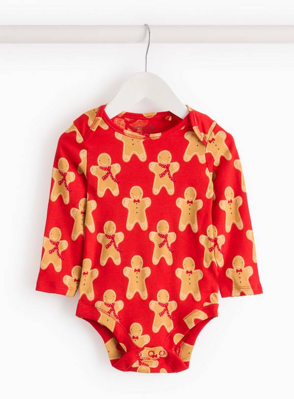 Christmas Gingerbread Man Print Bodysuit Up to 1 mth