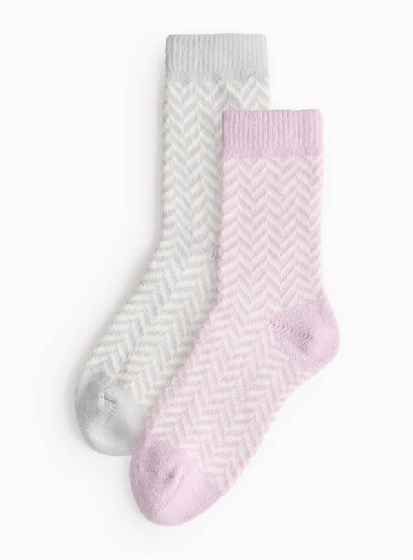 Pastel Chevron Thermal Ankle Socks 2 Pack 4-8