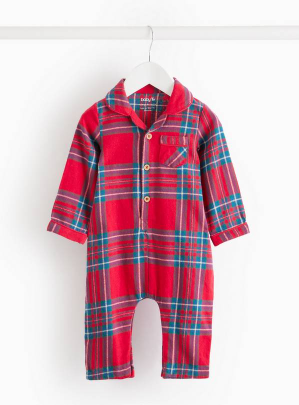 Tartan Check Christmas Woven Romper 6-9 months