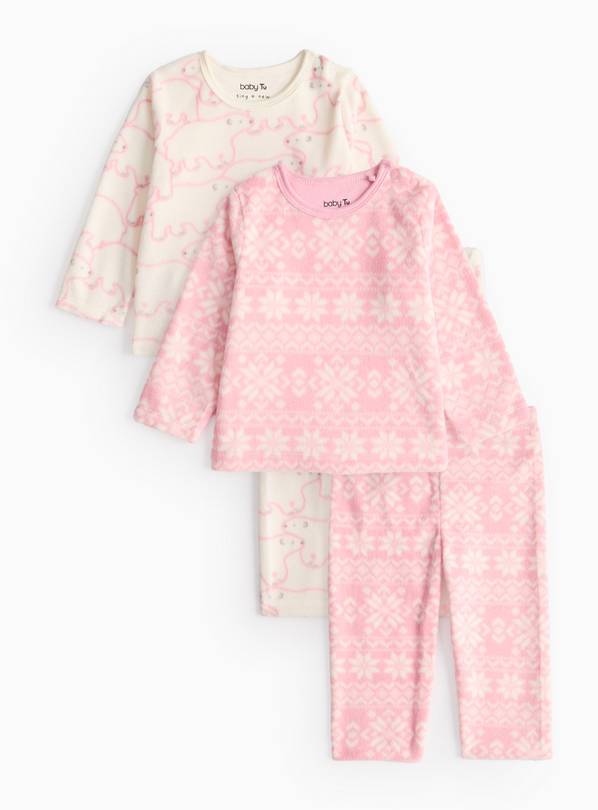 Pink Fair Isle Micro Fleece Pyjama 2 Pack 2-3 years