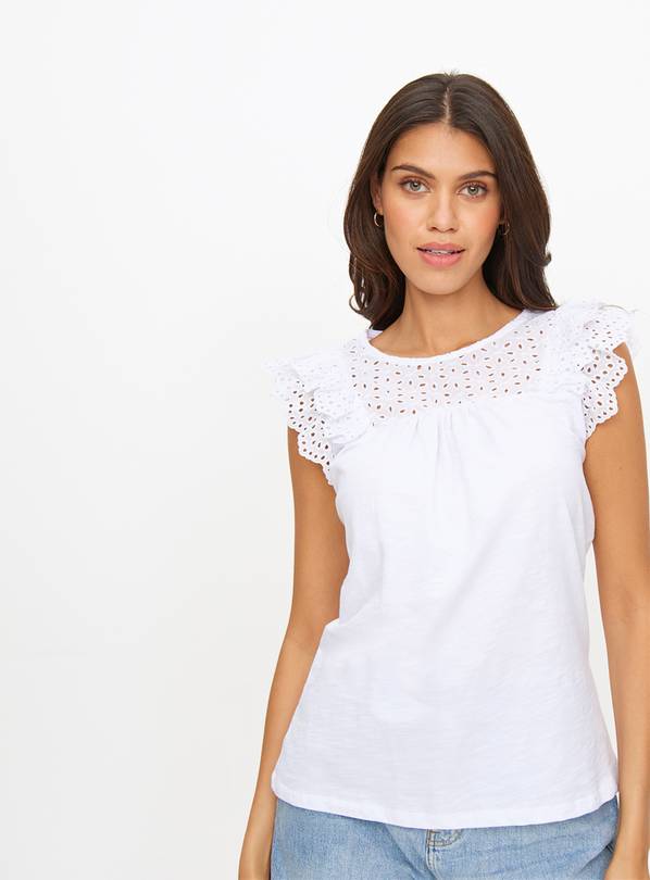 White Broderie Frill Sleeve Top 18