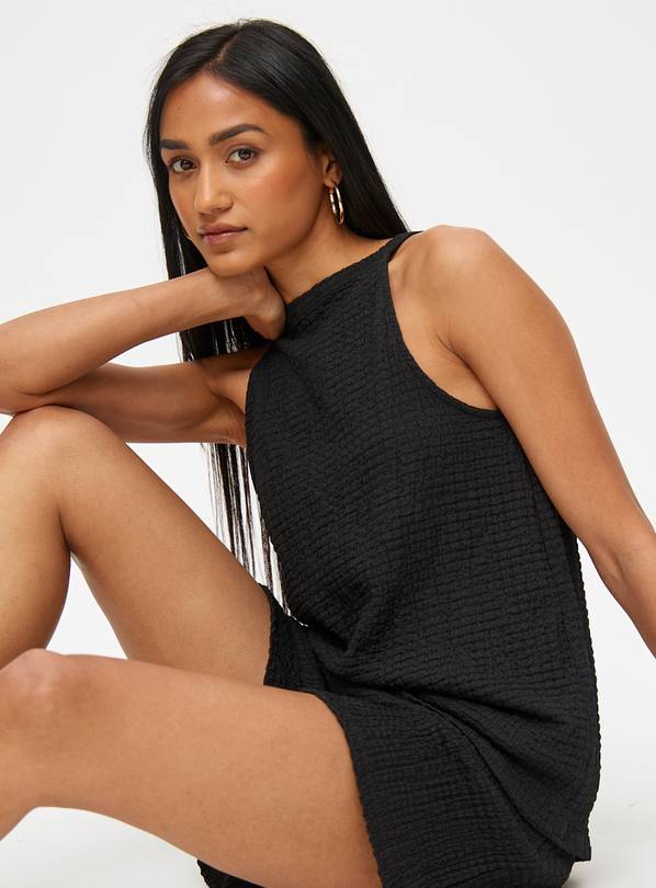 Black Textured Halter Neck Vest Top 24