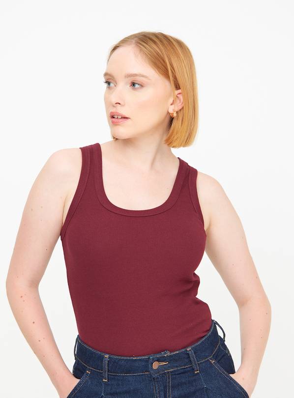 Purple Classic Scoop Neck Ribbed Vest Top 10