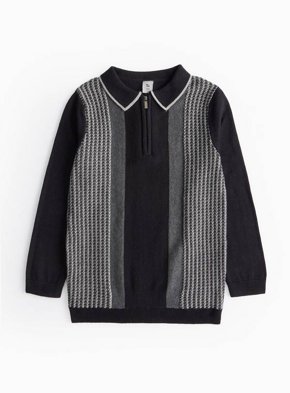 Mono Stripe Knitted Polo Jumper 13 years