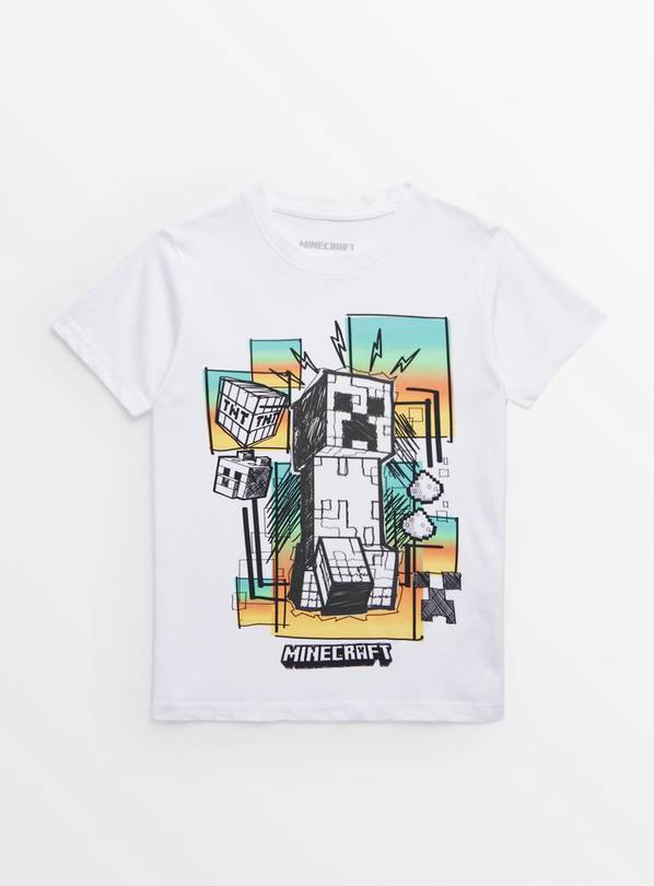 Minecraft White Graphic Print T-Shirt 6 years