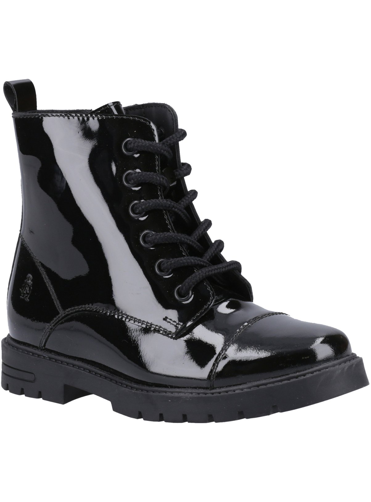 Black Black HUSH PUPPIES Lauren Patent Senior School Boots - Hush Puppies by Sainsbury's