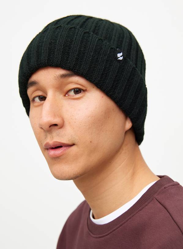 Heat Holders® Black Ribbed Beanie Hat One Size