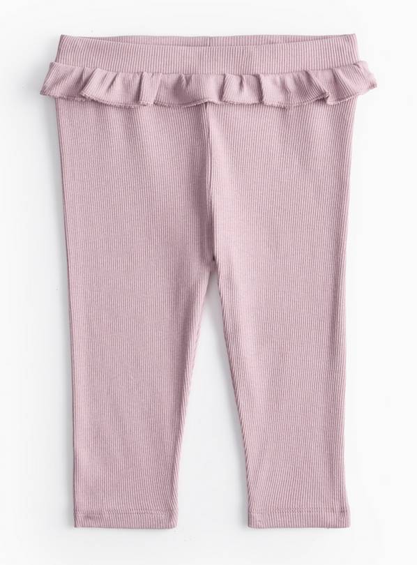 Lilac Ribbed Frill Leggings  12-18 months