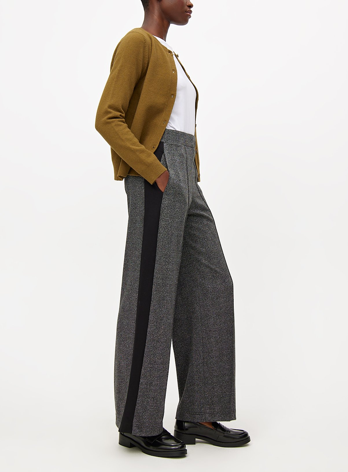 Grey Side Stripe Wide Leg Ponte Trousers 14R - Image 1 thumbnail
