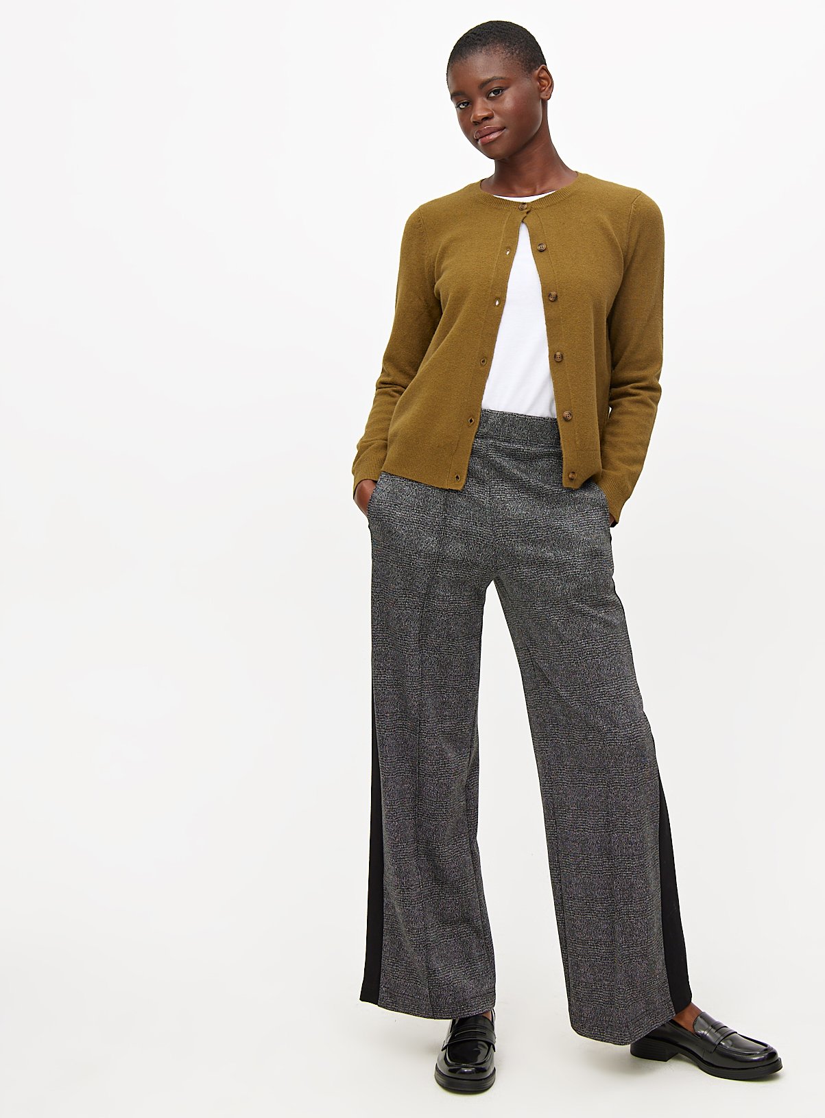 Grey Side Stripe Wide Leg Ponte Trousers 14R - Image 2 thumbnail