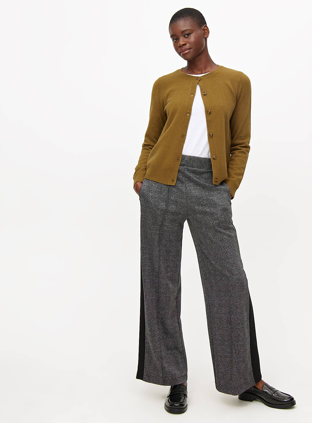 Grey Side Stripe Wide Leg Ponte Trousers 14R - Image 2
