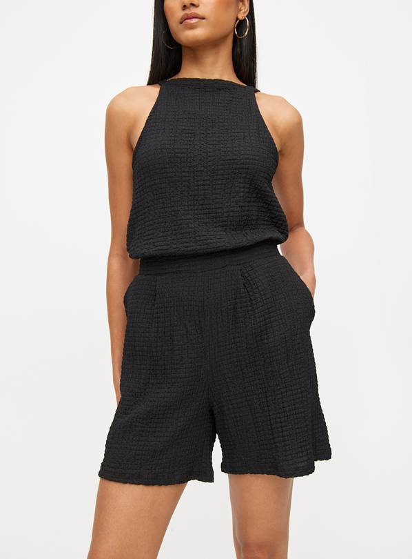 Plain Black Textured Shorts 20