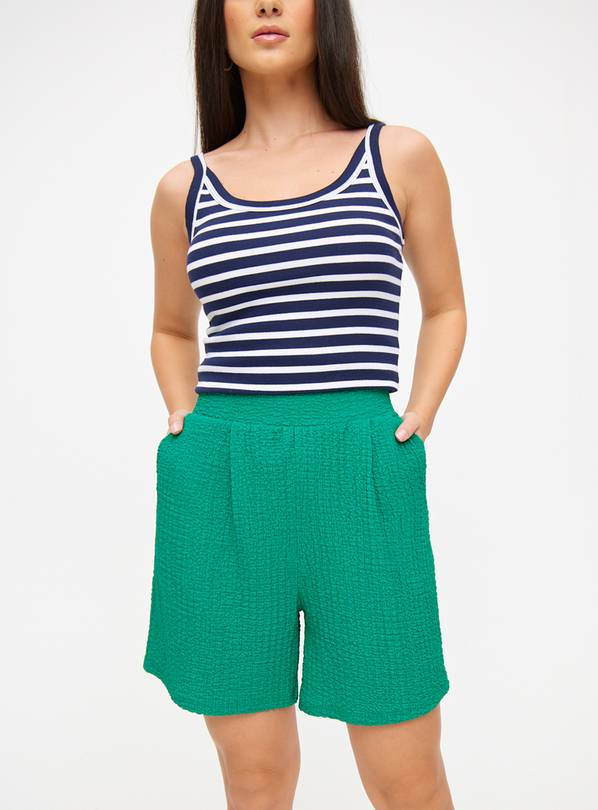 Plain Green Textured Shorts 20