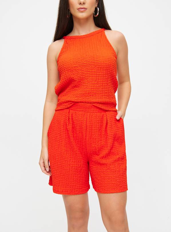 Plain Orange Textured Shorts 18