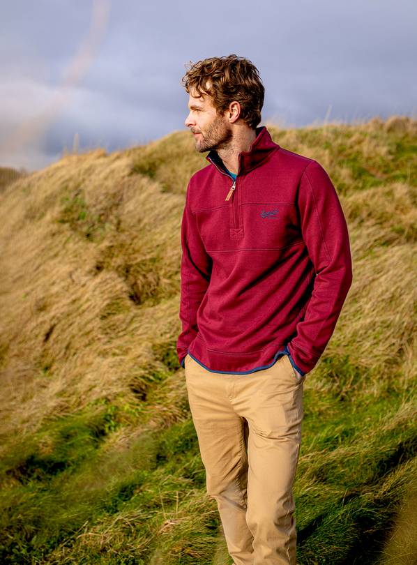 BRAKEBURN Burgundy Quarter Zip Sweat S