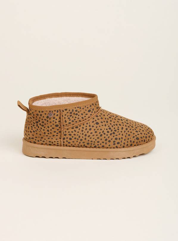 BRAKEBURN Leopard Spot Faux Suede Slipper Boot 6