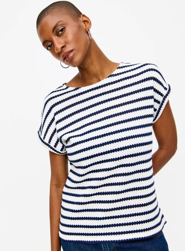 Cream Stripe Knit Look Coord Top 20