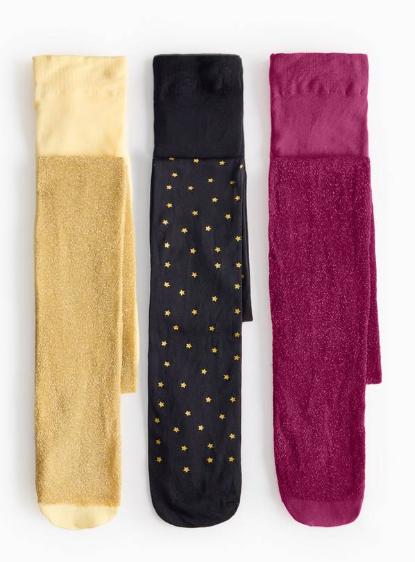 Opaque Glitter Tights 3 Pack 3-4 years