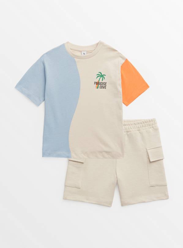 Wave Colour Block T-Shirt & Cargo Shorts Set 1-2 years