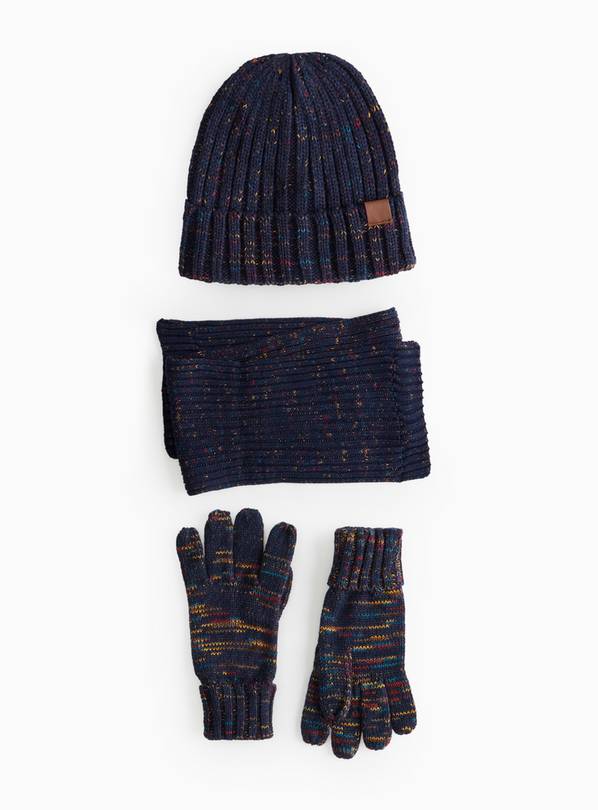 Navy Twist Ombre Yarn Hat, Gloves & Scarf Set 3-5 years