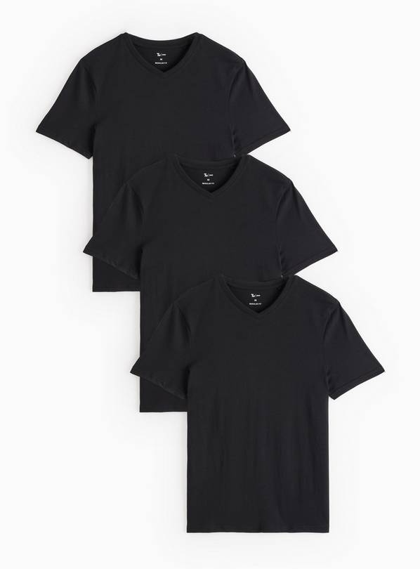 Black Core V-Neck Short Sleeve T-Shirt 3 Pack XXXXL