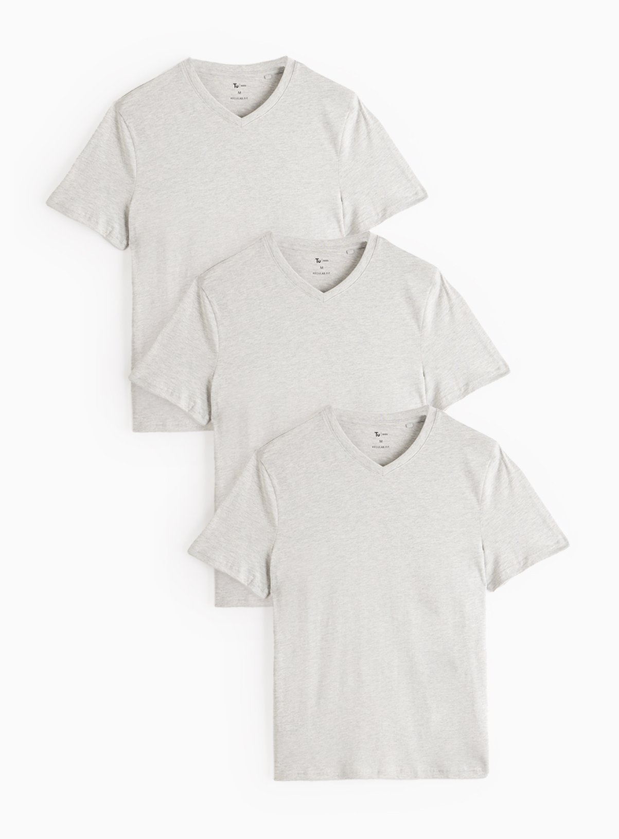 Grey Marl Core Short Sleeve T-Shirt 3 Pack S - Image 1 thumbnail