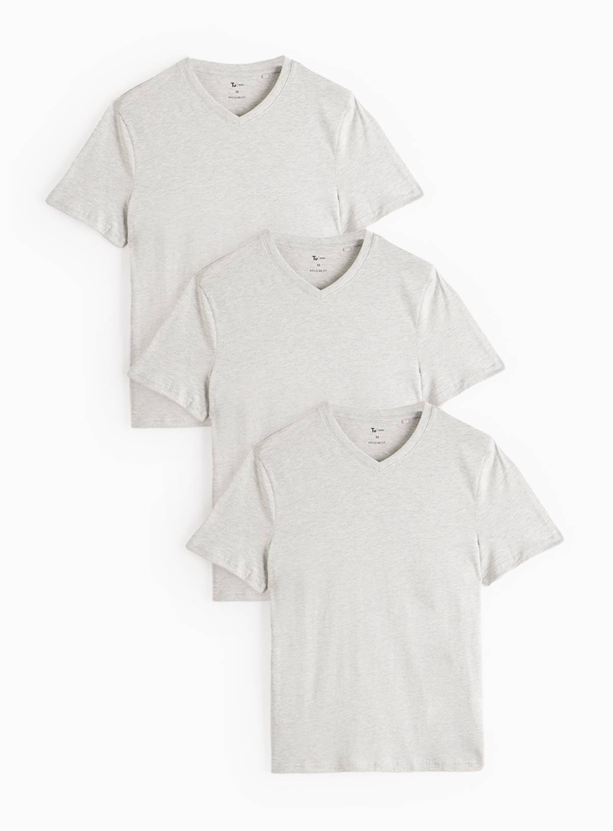 Grey Marl Core Short Sleeve T-Shirt 3 Pack S - Image 1