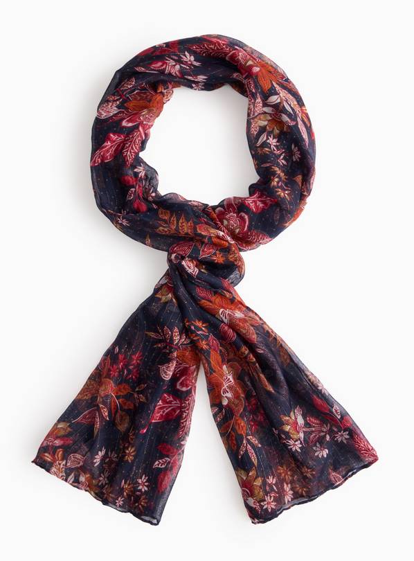 Navy Floral Lightweight Scarf One Size