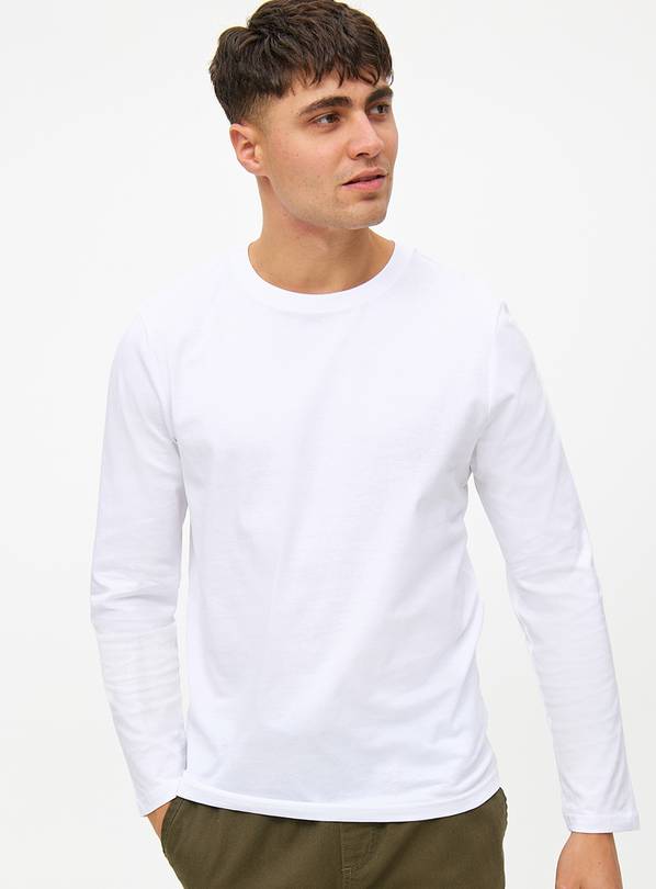 White Long Sleeve T-Shirts 2 Pack M