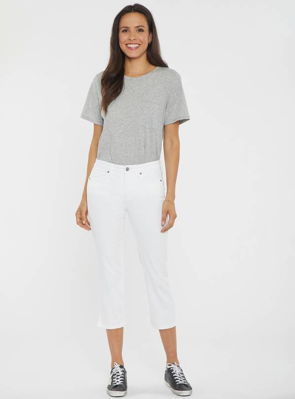 NYDJ Chloe Capri Jeans With Side Slits White 14