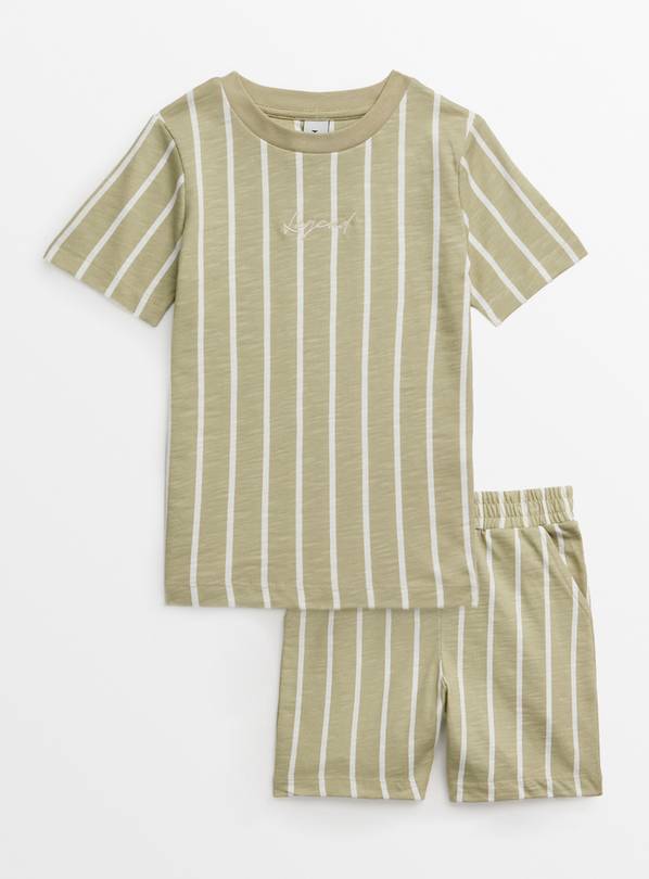 Khaki Stripe T-Shirt & Shorts Set 1-2 years