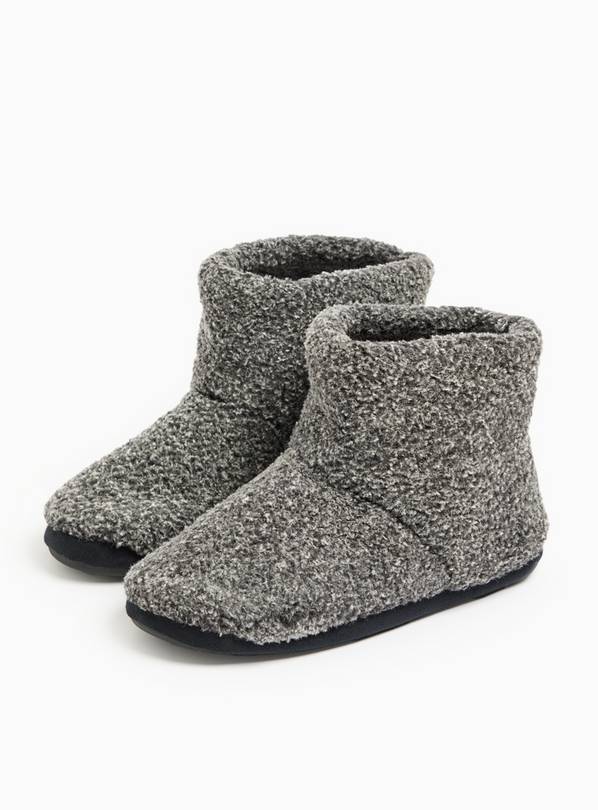 Grey Borg Fleece Slipper Boots  L