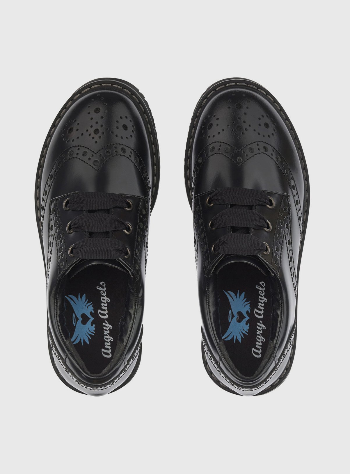 START-RITE Impulsive Brogue Black Leather Lave Up School Shoes 5.5 - Image 2 thumbnail