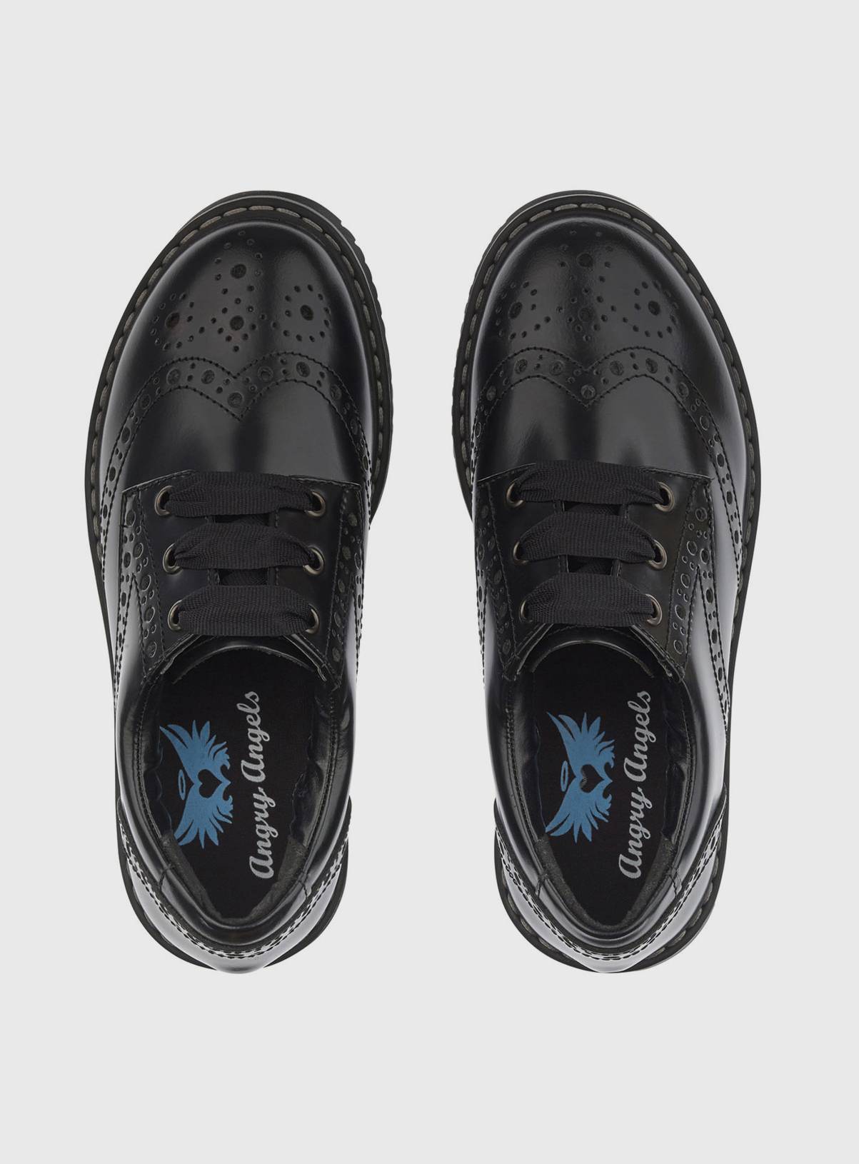 START-RITE Impulsive Brogue Black Leather Lave Up School Shoes 5.5 - Image 2