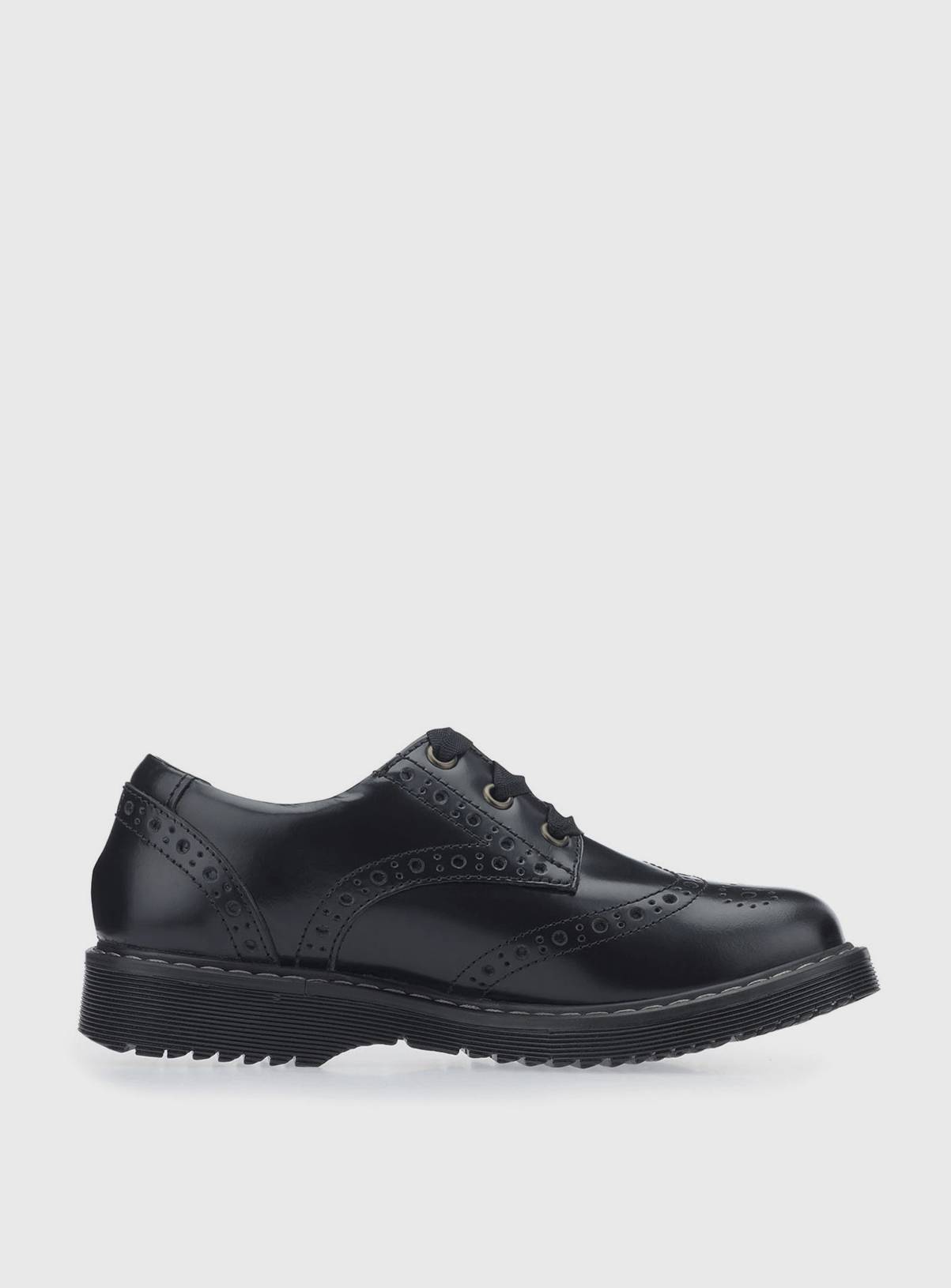 START-RITE Impulsive Brogue Black Leather Lave Up School Shoes 5.5 - Image 4