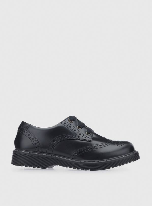 START-RITE Impulsive Brogue Black Leather Lave Up School Shoes 2.5
