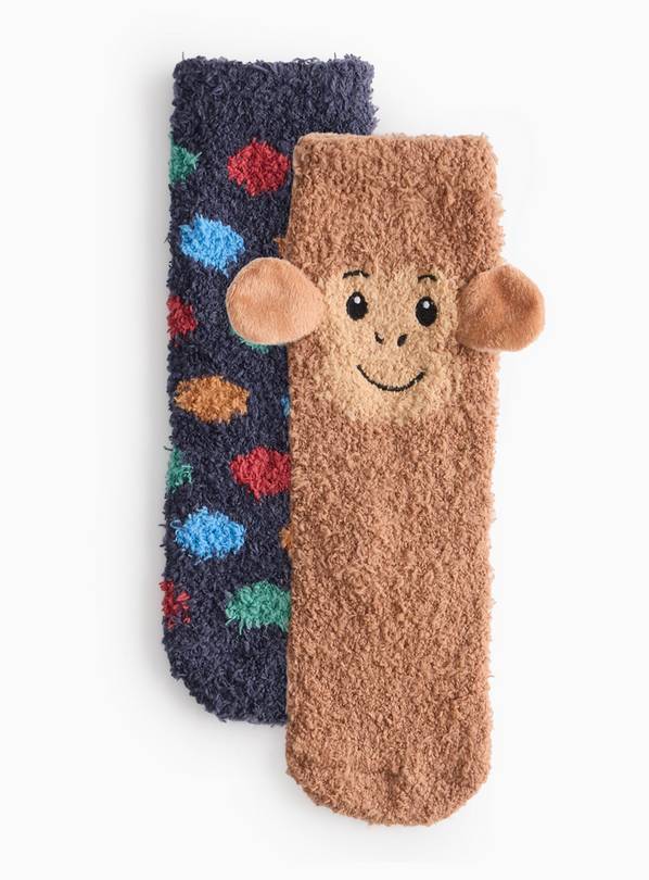 Monkey & Spot Cosy Socks 2 Pack 6-8.5