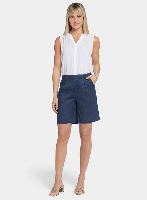 NYDJ Relaxed Shorts In Stretch Linen Navy 18