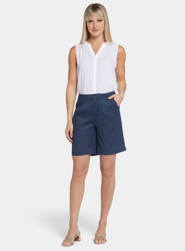 NYDJ Relaxed Shorts In Stretch Linen Navy 6