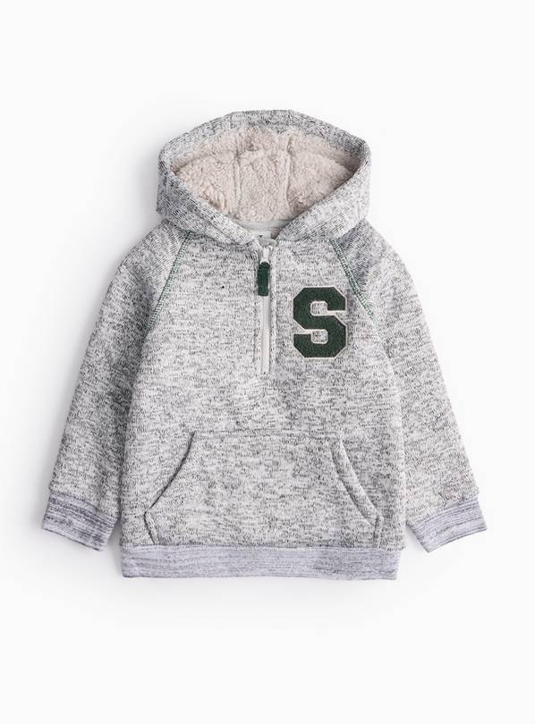 Grey Soft Knitted Zip Slogan Hoodie 1-2 years