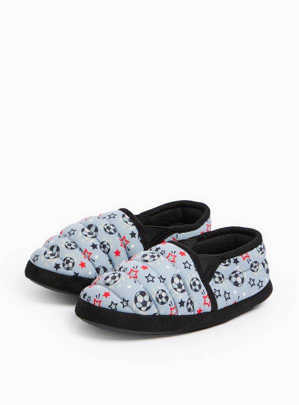 Grey Football Print Full Slippers 10-11 Infant