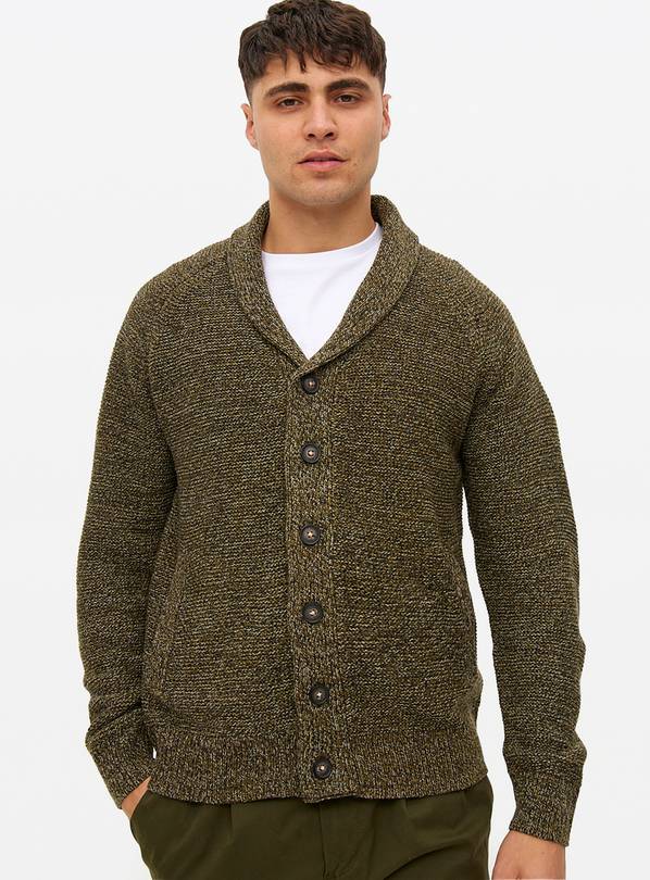 Khaki Twisted Shawl Cardigan XXL