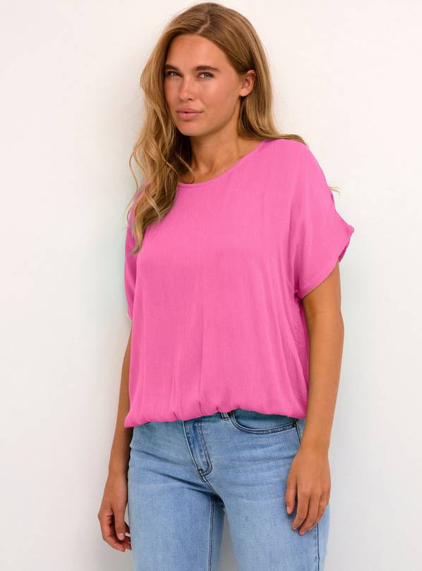 KAFFE Amber Round Neck Short Sleeve Blouse Pink 14