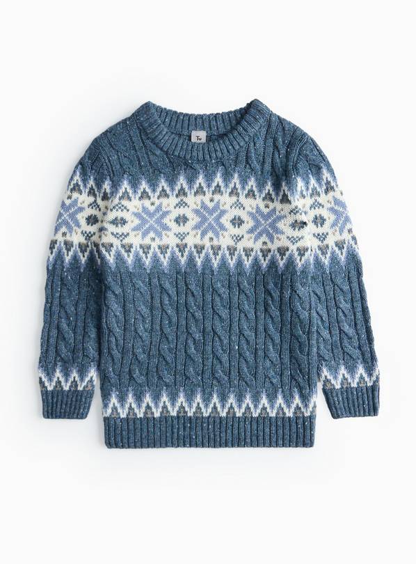 Mini Me Blue Fair Isle Knitted Jumper 1 year