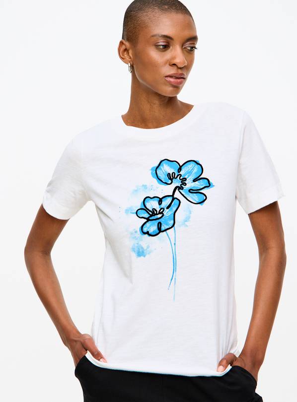 White Cornelli Flower T-Shirt 22