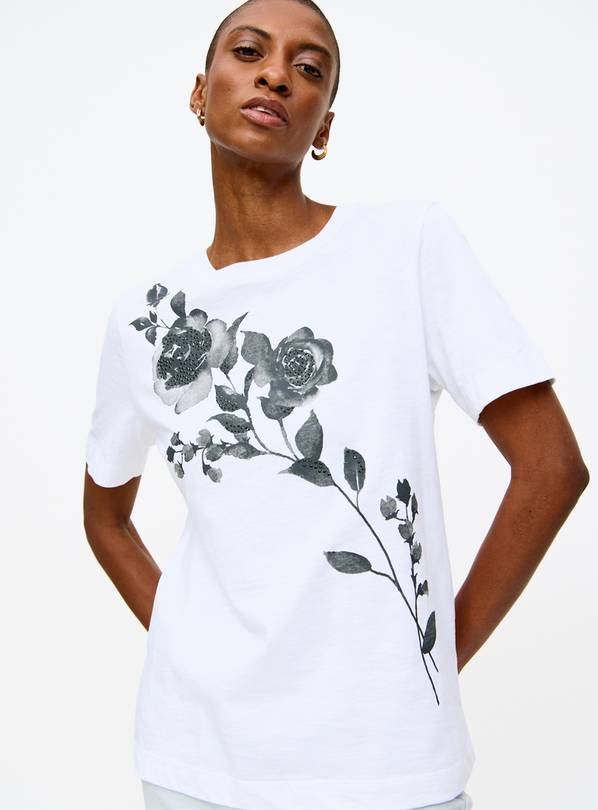 Mono Floral Hotfix Graphic T-Shirt 26